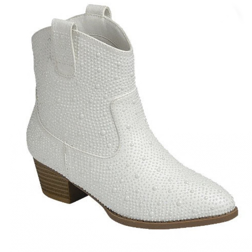 Link White Textured Ankle Boots
